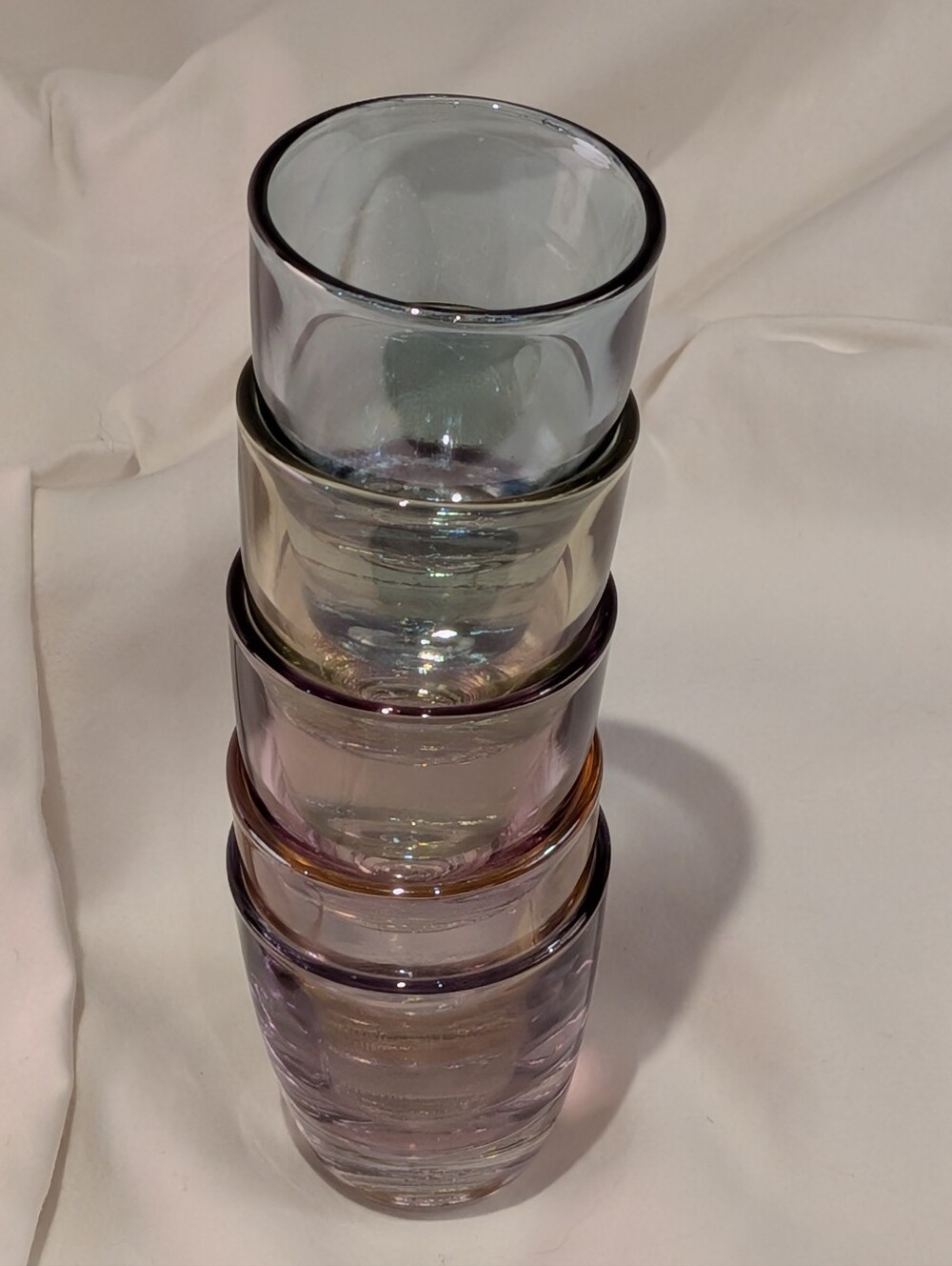 Set of 5 Shot Glasses - Soft Purple,  Green, Blue & Yellow